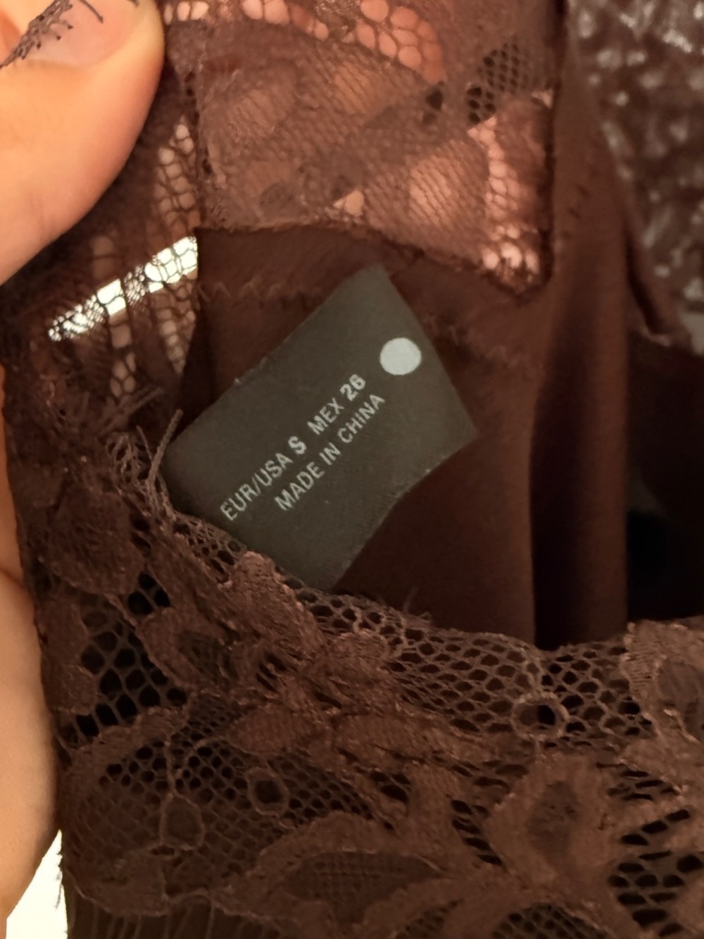 chocolate brown lace asymmetrical mini slip dress - Picture 5 of 5